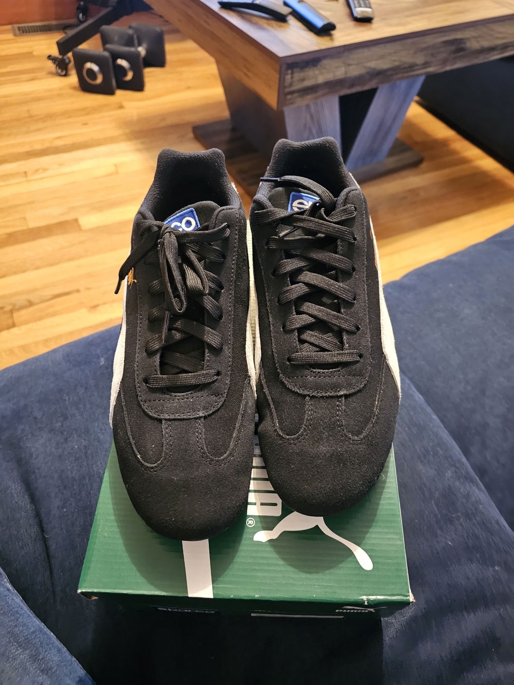 Puma Men’s Black Suede Sneakers with White Formstrip
